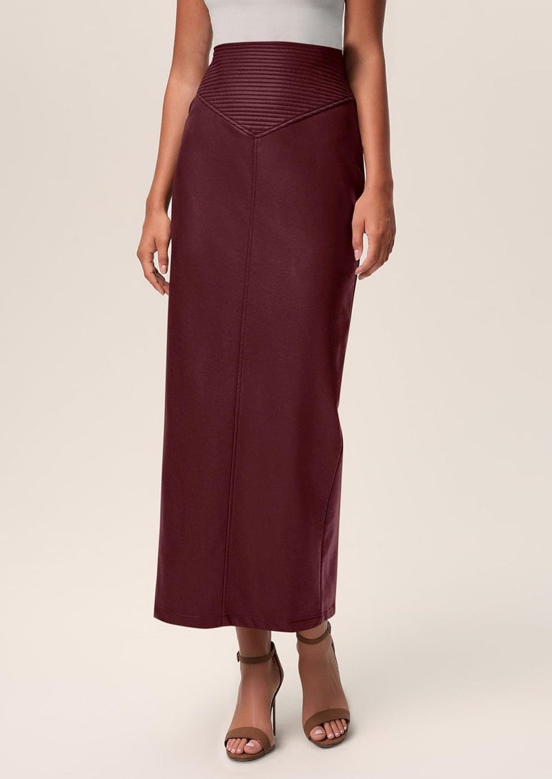 PRETTYGARDEN Store Long Skirts for Women 2026 Fall Fashion Clothing Faux Leather High Waist Dressy Casual Slit Pencil Maxi Skirt - Image 2